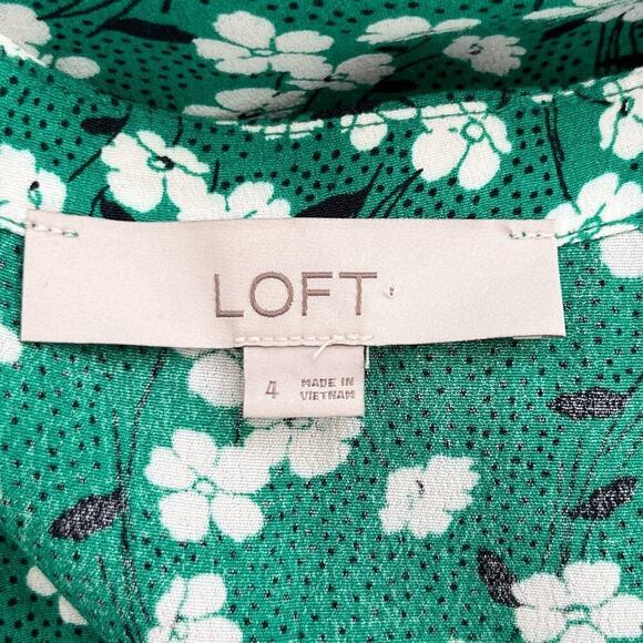 LOFT Green Floral Midi Dress - Picture 4 of 12